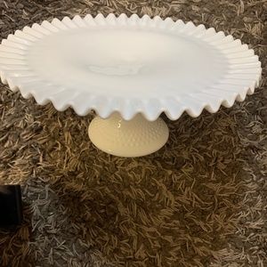 Fenton milk glass hobnail cake stand